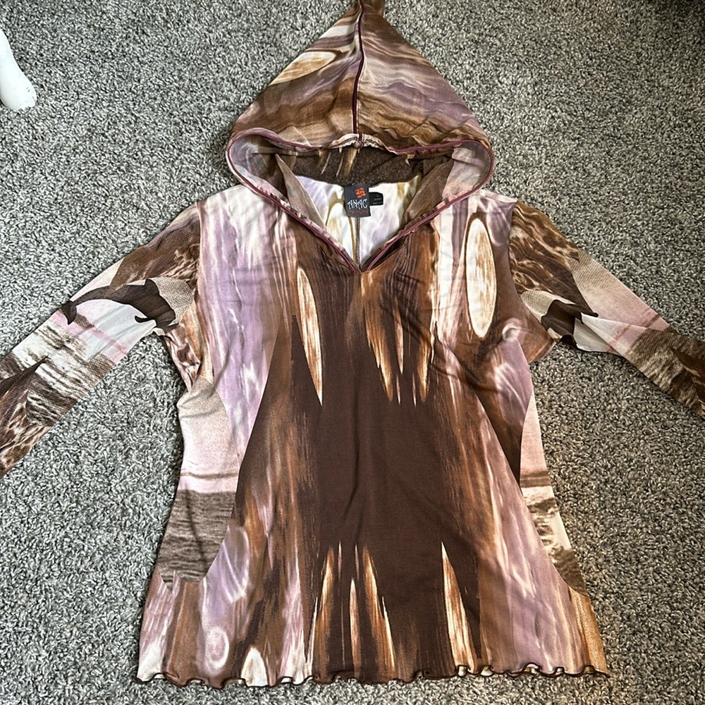 Vintage Mesh 3/4 sleeve hooded top
